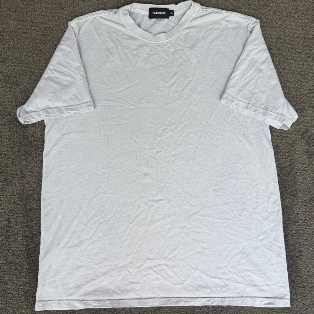 Talentless Mens XL Short Sleeve Crew Neck T-Shirt Light Grey Premium Basic Tee